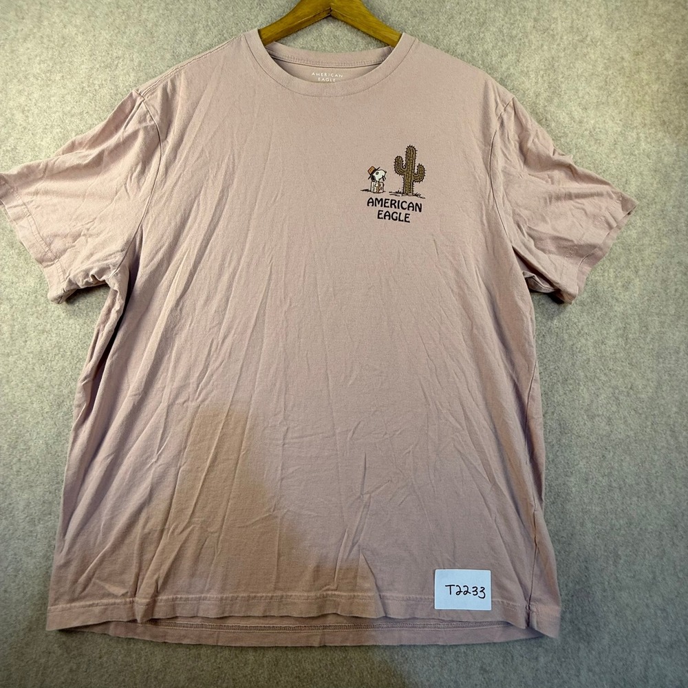 American Eagle Peanuts Snoopy Desert Graphic T-Shirt Mauve Pink Mens Large L